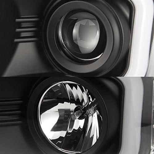 【並行輸入品】シボレーシルバラード用ブラックベゼル LED デイライトライトチューブ ハローデザイン プロジェクター ヘッドライト フロントランプの画像