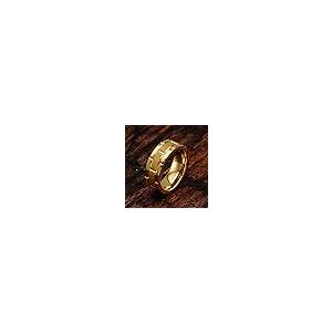 【並行輸入品】メンズタングステンリング 8mm ウエディングリング 14金ゴールドヘアライン加工のセンターと溝 サイズ8〜15 100S JEWの画像