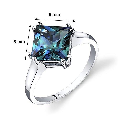 【並行輸入品】Peora アレキサンドライト クラシック ソリティア リング レディース 14K ホワイトゴールド 色が変わる 2.75カラットの画像