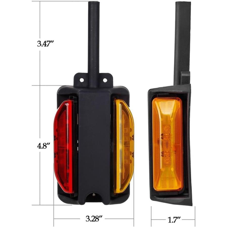 【並行輸入品】Partsam 2X 4 LED クリアランス トレーラー フェンダーライト アンバー フロント レッドバック 4ダイオード Rh /の画像