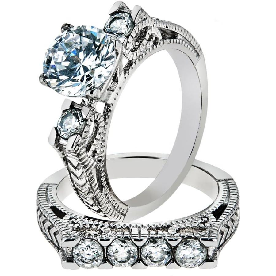 【並行輸入品】His & Hersステンレススチール2.95 CT CZブライダルセット&男性の永遠の結婚指輪　_1