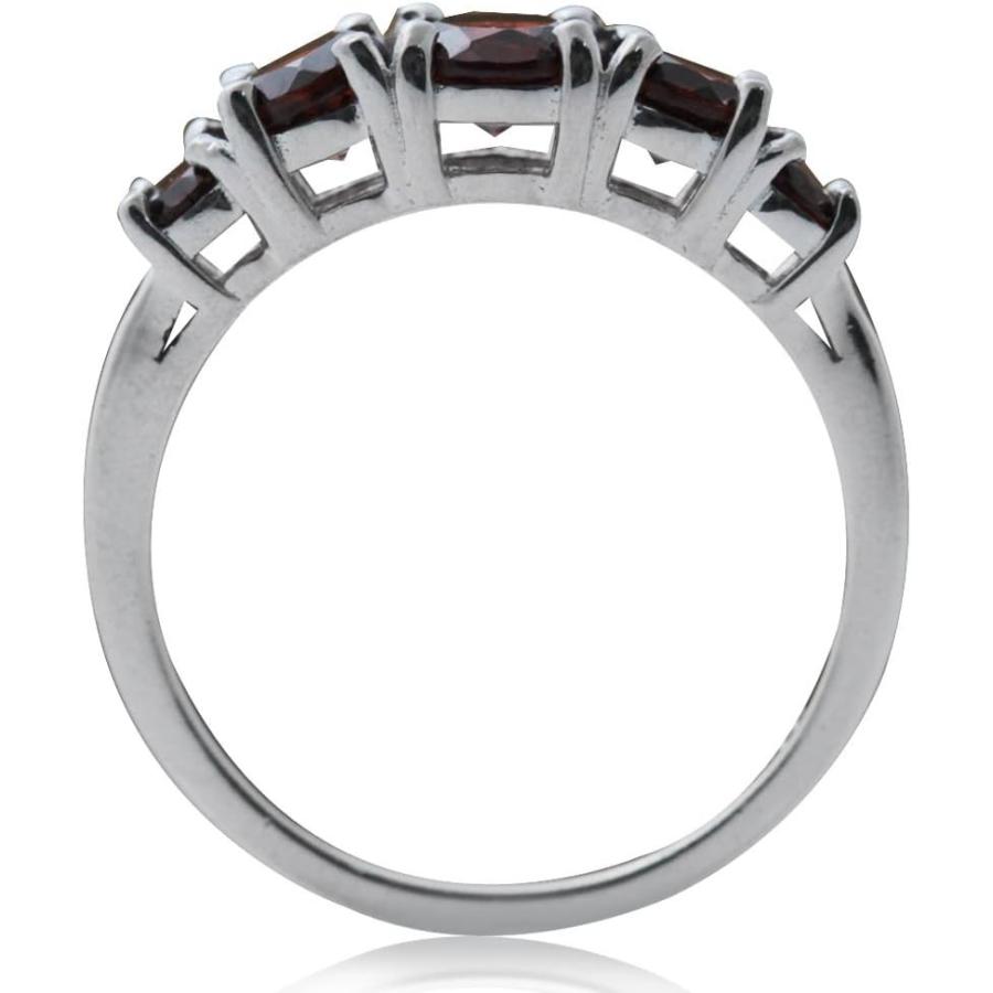 【並行輸入品】Silvershake 1.57ct. 5ストーン 天然ガーネット ホワイトゴールドメッキ 925スターリングシルバーリング  スターリの画像