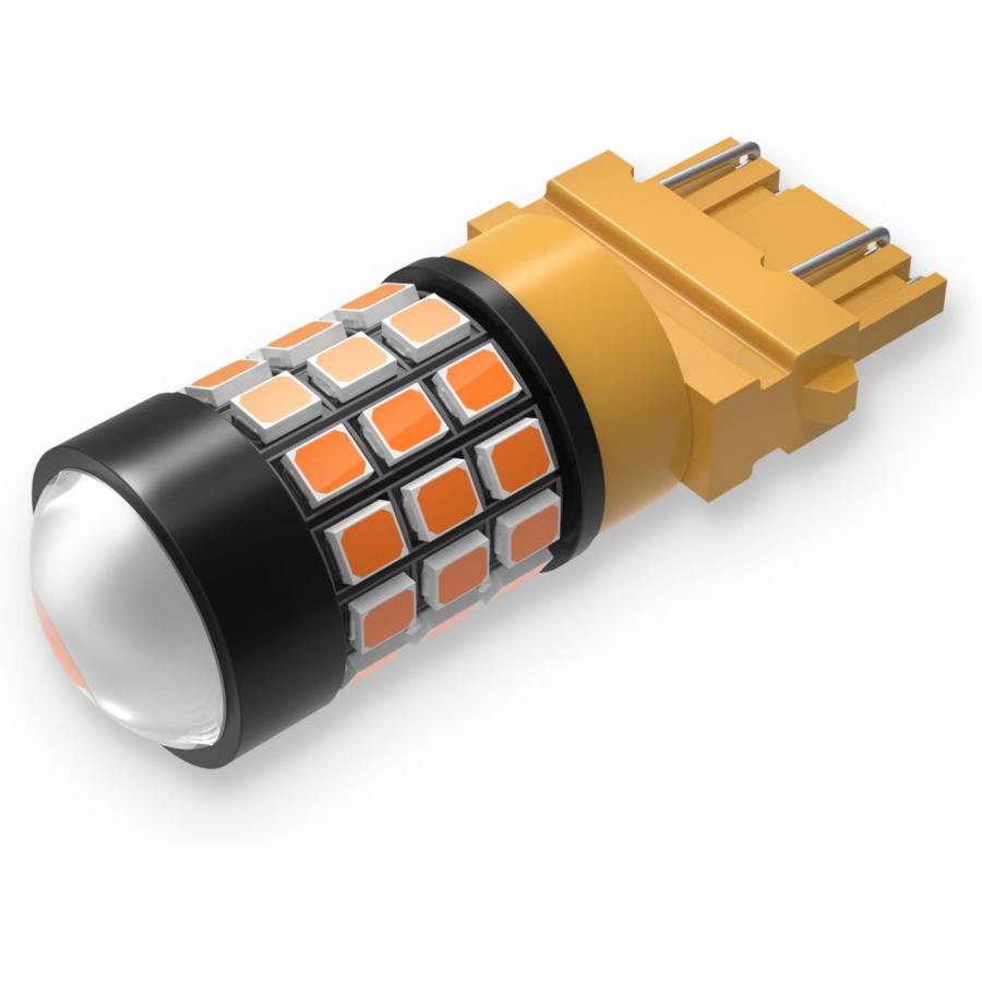 【並行輸入品】Alla Lighting 2x Super Amber Yellow 3757A 3157A 4157NAK LED Bulbs Frの画像