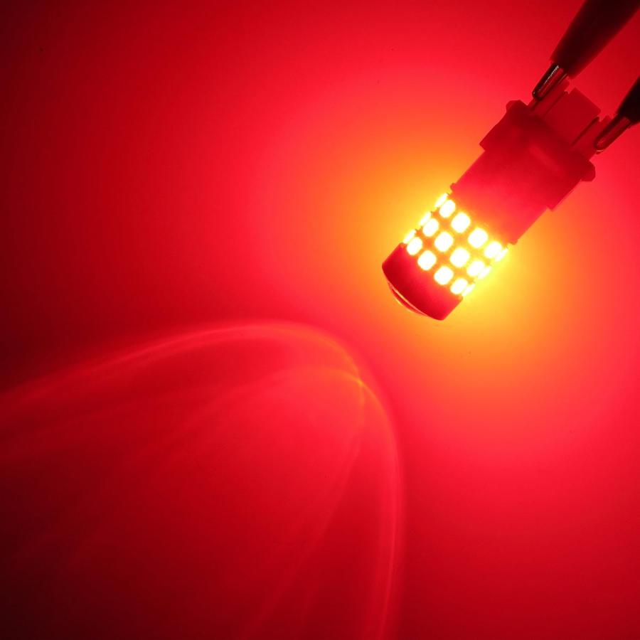 【並行輸入品】Alla Lighting 2x Super Bright Red 3047 3157 3157KX 3047KX LED Bulbsの画像