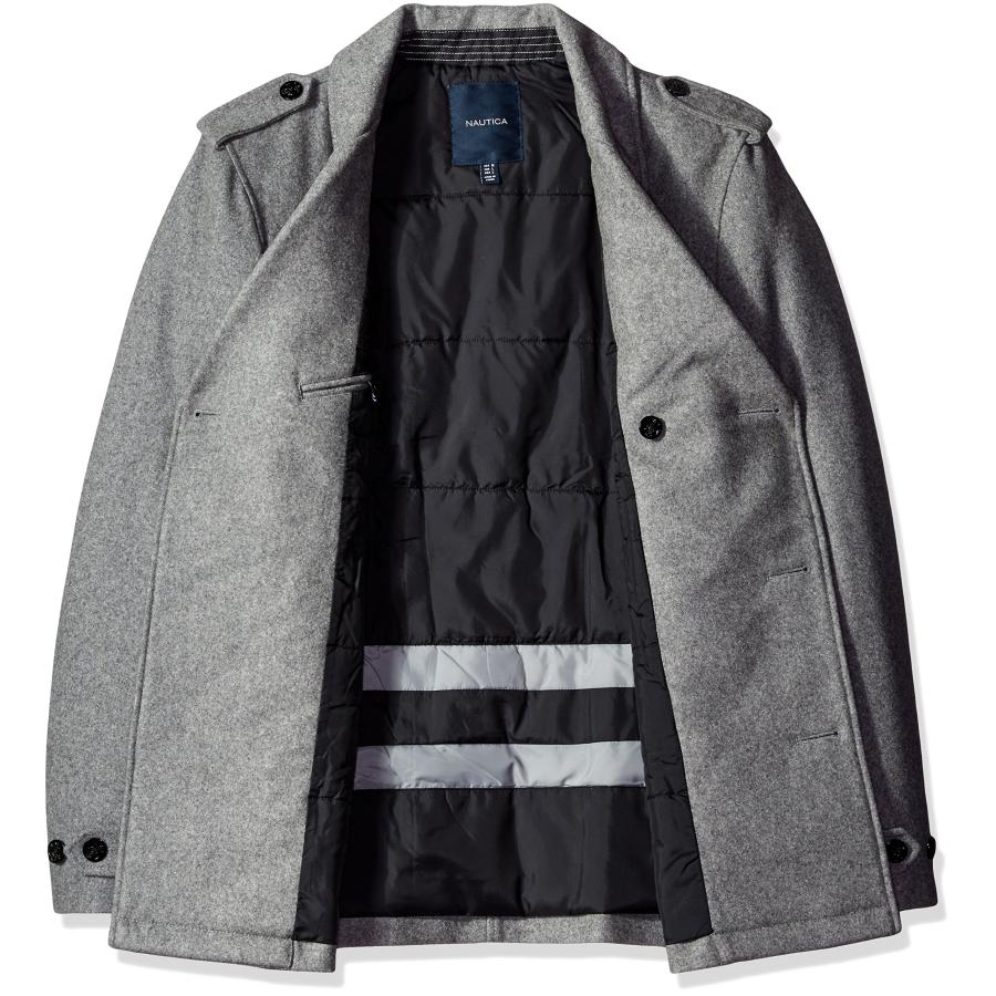 【並行輸入品】Nautica メンズ ダブルブレスト ウール ピーコート US サイズ: XX Large カラー: グレイ Nautica Mの画像
