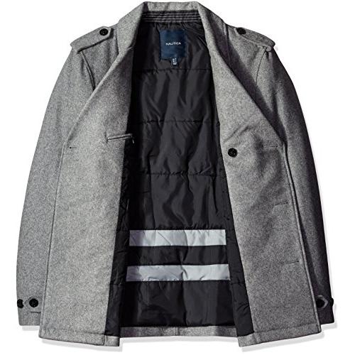 【並行輸入品】Nautica メンズ ダブルブレスト ウール ピーコート US サイズ: XX Large カラー: グレイ Nautica Mの画像