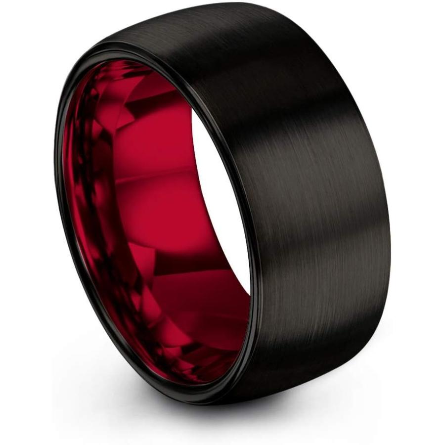 【並行輸入品】Chroma Color Collection タングステン結婚指輪 バンドリング10mm 男女兼用 レッド ブラック ドーム型 艶消し