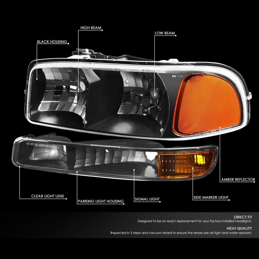 【並行輸入品】Compatible with GMC Sierra GMT800 4pcs Black Housing Amber Corner Heの画像