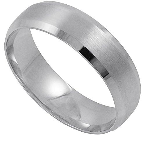 【並行輸入品】メンズ14 Kホワイトゴールド6 mm快適フィットベベルエッジウェディングバンド使用可能なリングサイズ8   12 1 / 2 )の画像