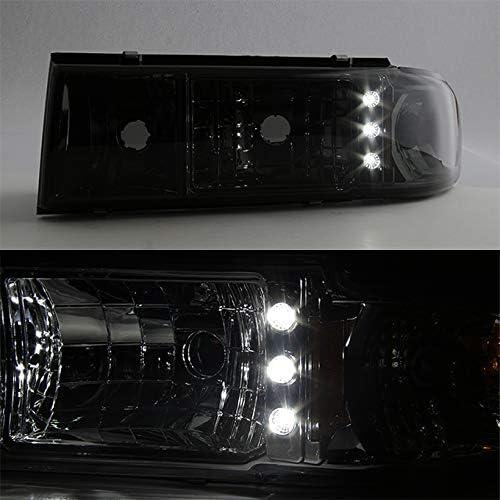 【並行輸入品】1991-1996 Chevy Impala Caprice 交換用スモーク LEDヘッドライト/コーナーシグナルランプ 左+右用の画像