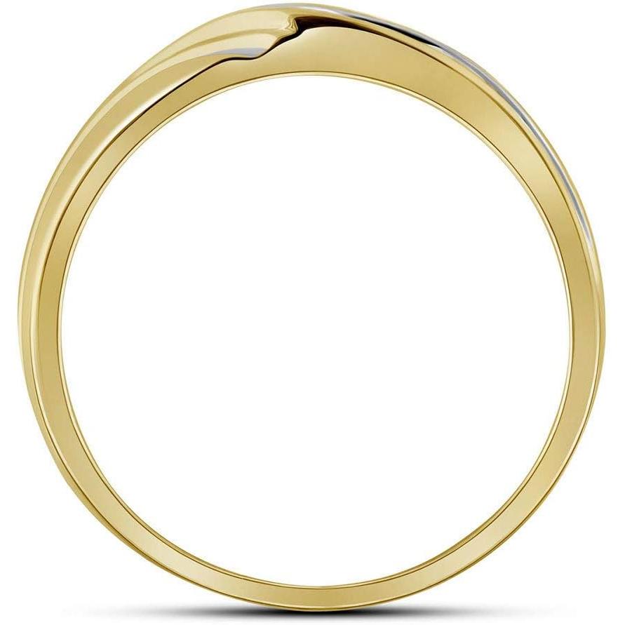 【並行輸入品】Jewels byラックス10 KTイエローゴールドメンズラウンドダイヤモンドSingle Rowツートンカラーウェディングバンドリングの画像