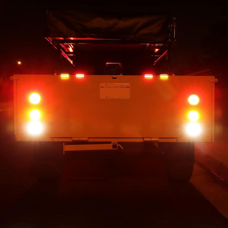 【並行輸入品】4 個入り 4インチ ラウンド レッド LED トレーラー テールライト [DOT認証] [グロメット\u0026プラグ付属] [IP67防水]の画像