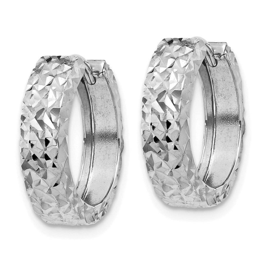 【並行輸入品】14?Kホワイトゴールドダイヤモンドカットヒンジフープイヤリング Jewels By Lux 14k White Gold Diaの画像