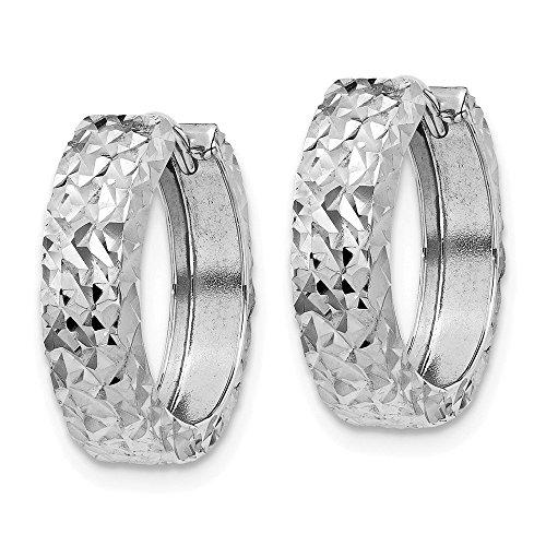 【並行輸入品】14?Kホワイトゴールドダイヤモンドカットヒンジフープイヤリング Jewels By Lux 14k White Gold Diaの画像