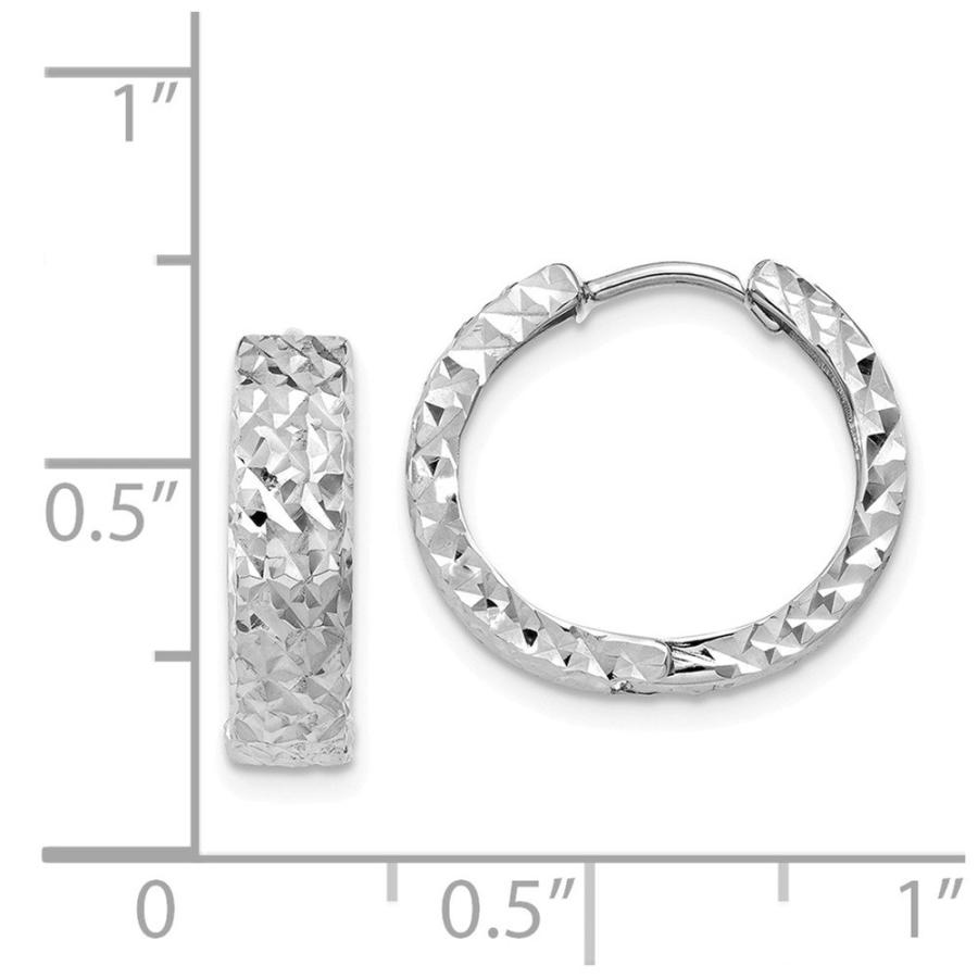 【並行輸入品】14?Kホワイトゴールドダイヤモンドカットヒンジフープイヤリング Jewels By Lux 14k White Gold Diaの画像