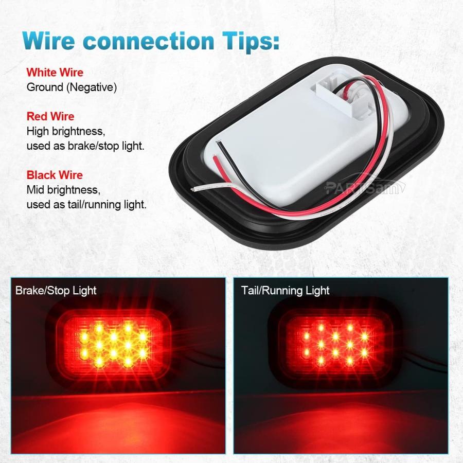 【並行輸入品】Partsam 5x3 LEDテールライト 12 LED 長方形 トラック トレーラー ストップターン テールライト レッド 5インチx
