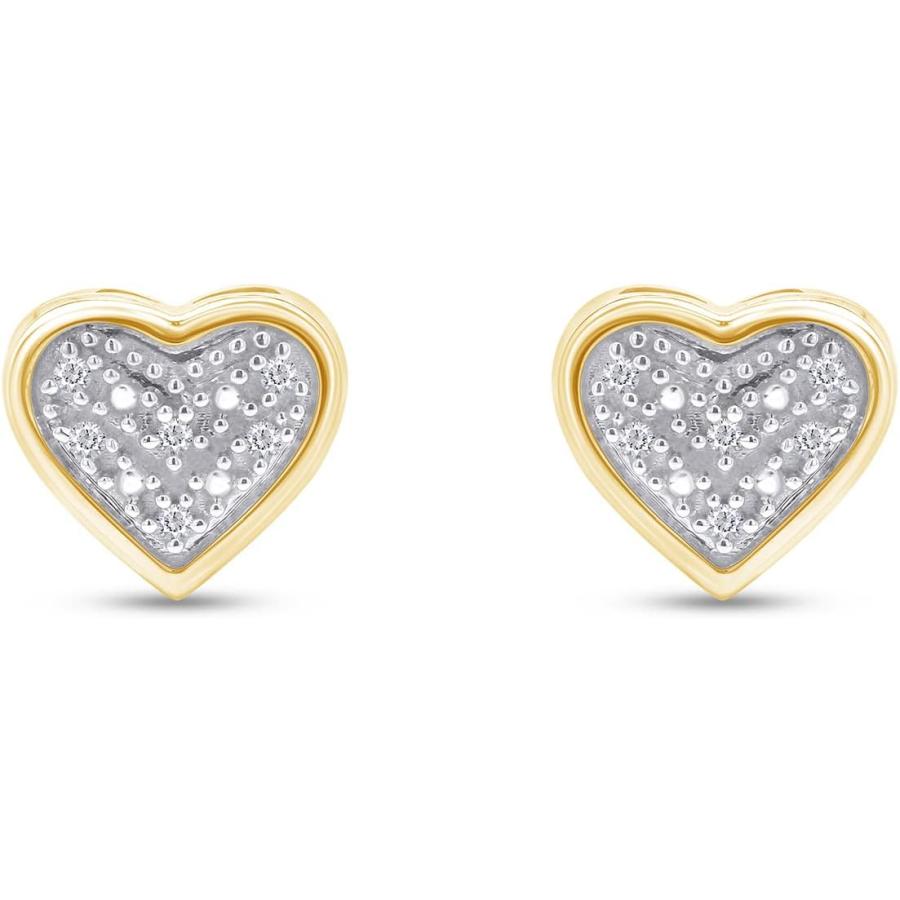 ホワイト天然ダイヤモンドハートイヤリング14 K Gold over