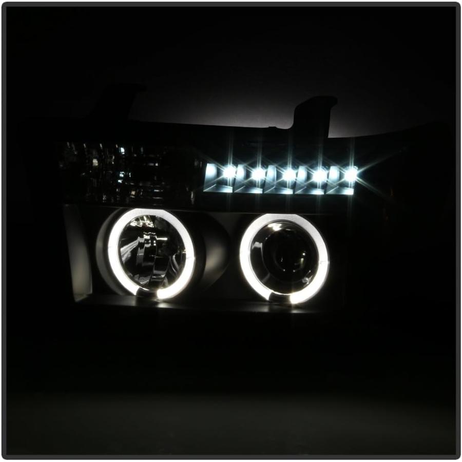 【並行輸入品】トヨタ タンドラ セコイア ブラック デュアル ヘイロー リング プロジェクター LED 交換用ヘッドライト 左/右ランプ　_6