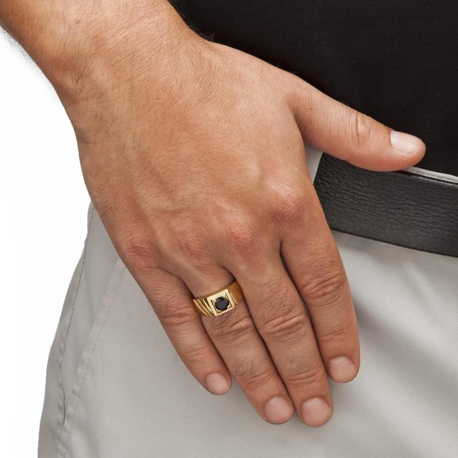 14Kゴールド スターリングシルバー リング 並行輸入品】メンズ 14K イエローゴールド スターリングシルバー