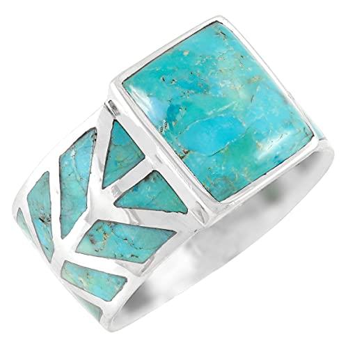 【並行輸入品】ターコイズリングでスターリングシルバー925＆ターコイズサイズ6本to 11 Turquoise Ring Sterling Siの画像