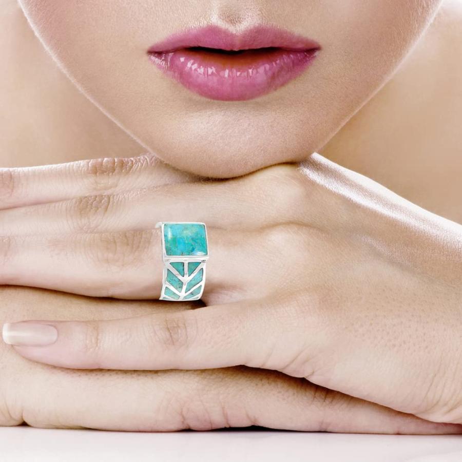 【並行輸入品】ターコイズリングでスターリングシルバー925＆ターコイズサイズ6本to 11 Turquoise Ring Sterling Siの画像
