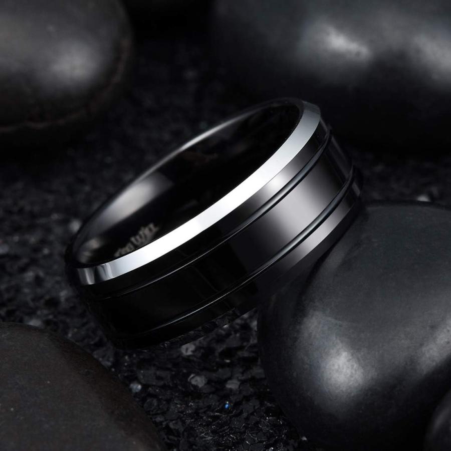 並行輸入品】King Will クラシック メンズ 8mm ブラック タングステン 