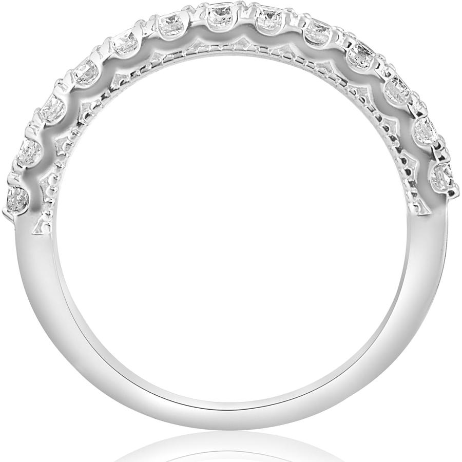 【並行輸入品】1 / 2ct Uプロングダイヤモンドミルグレインウェディングリング14 Kホワイトゴールドの画像