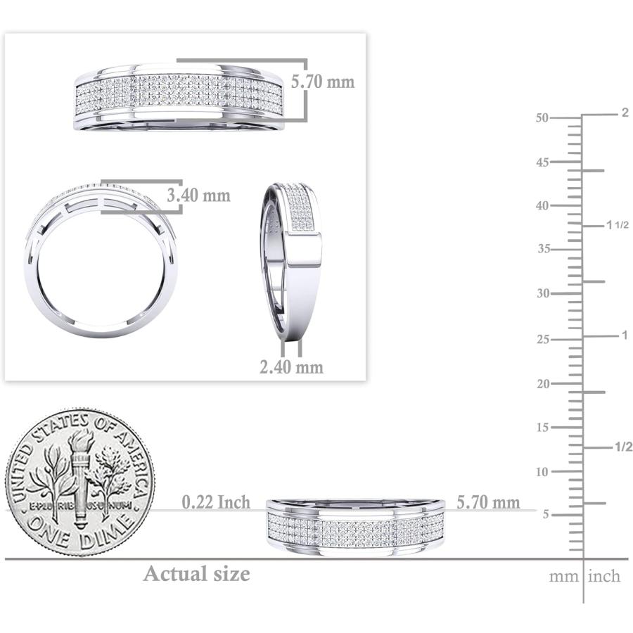 【並行輸入品】0.25カラット（CTW）10 Kゴールドラウンドホワイトダイヤモンドメンズヒップホップ結婚記念バンド1 / 4 ct (USA リングの画像