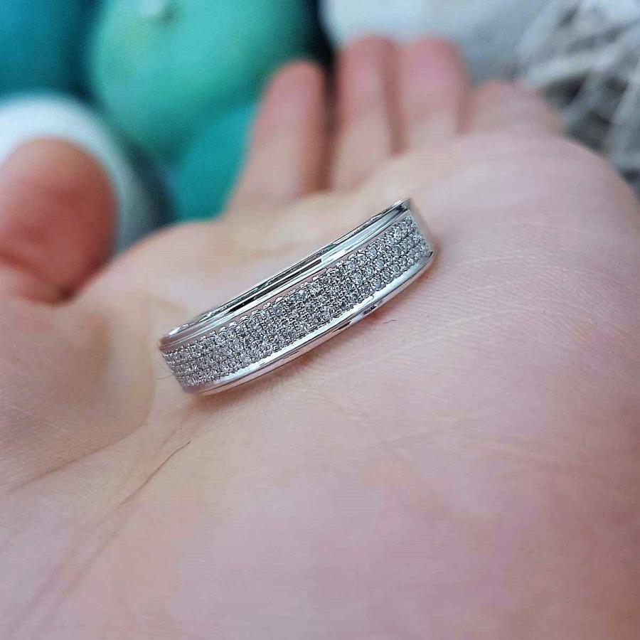 【並行輸入品】0.25カラット（CTW）10 Kゴールドラウンドホワイトダイヤモンドメンズヒップホップ結婚記念バンド1 / 4 ct (USA リングの画像