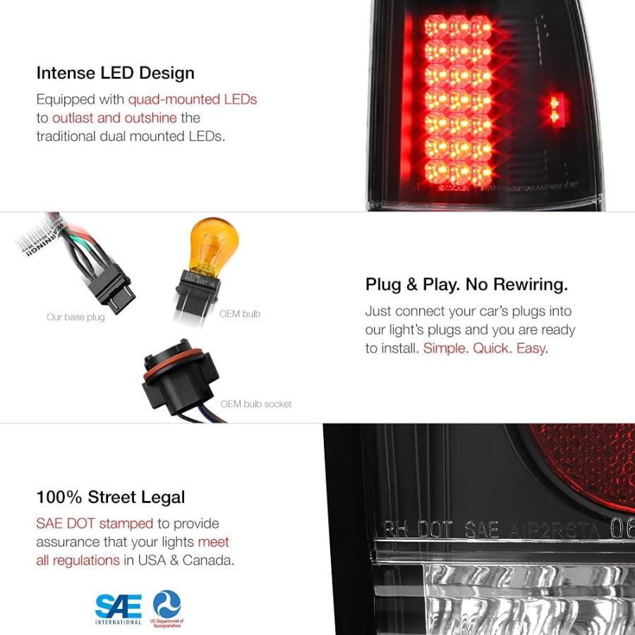 【並行輸入品】VIPMOTOZ プレミアム LED テールライトランプ Driver \u0026 Passenger Side AZN-SOT-FS07-LEの画像