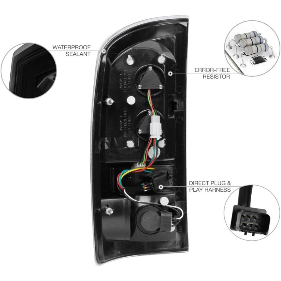 【並行輸入品】VIPMOTOZ ブラック スモーク プレミアム LED テールライト ハウジング ランプ アセンブリ 2002-2006 Dodge_3