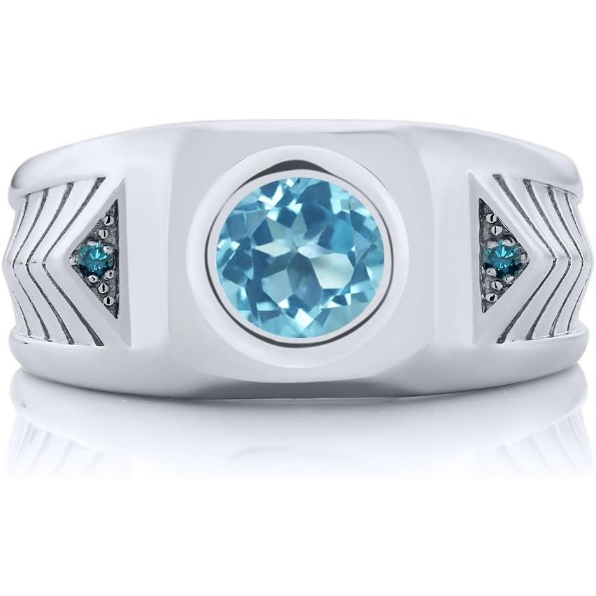 リング　ブルートパーズ　シルバー925リング　大きな石 並行輸入品】[Gem Stone King] 2.23カラット 天然 スイスブルー