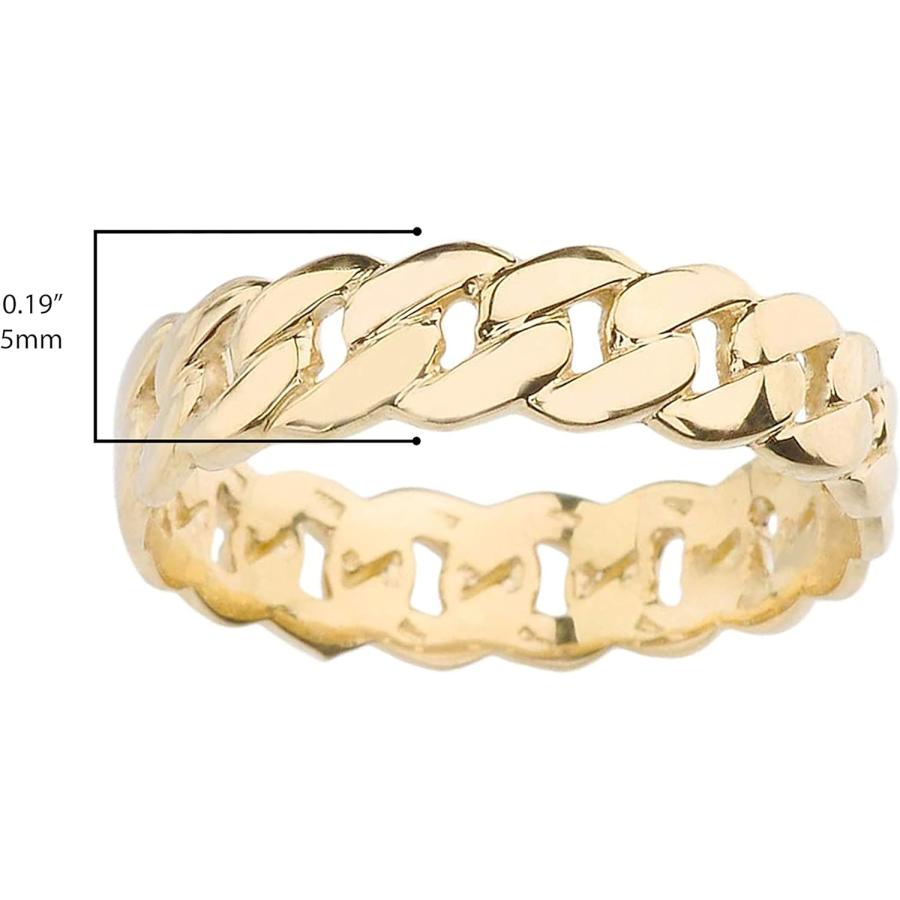 【並行輸入品】14 K Graciousイエローゴールド5 mmキューバリンクチェーンエタニティバンドリング(サイズ10.5 )の画像