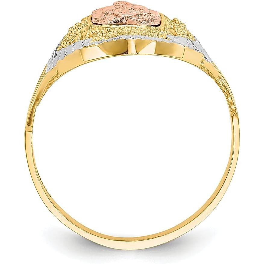 【並行輸入品】ICE CARATS 14K ツートーン ゴールド ホワイト フィリグリー グアダルーペリング 宗教的 ファインジュエリー 女性へのギフの画像