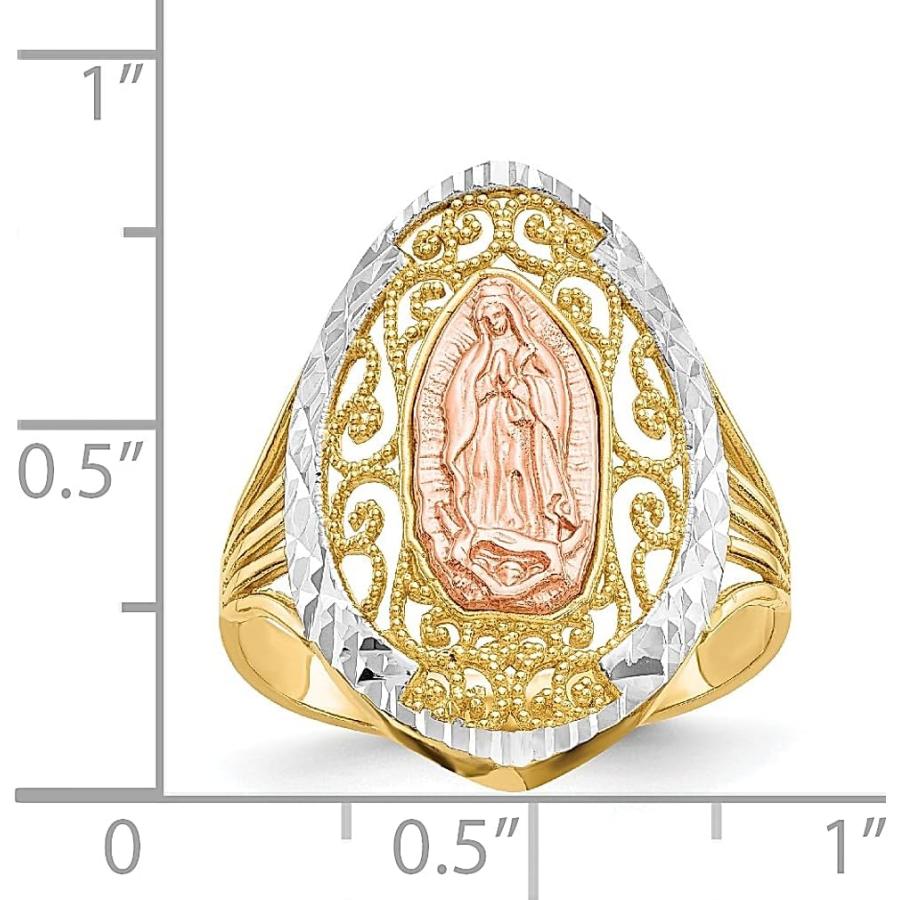 【並行輸入品】ICE CARATS 14K ツートーン ゴールド ホワイト フィリグリー グアダルーペリング 宗教的 ファインジュエリー 女性へのギフの画像