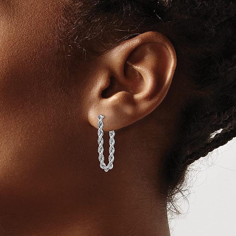 【並行輸入品】14K ホワイトゴールド ロープチェーン ダングルイヤリング ドロップ ファインジュエリー 女性へのギフトに  ホワイトゴールド クリスの画像