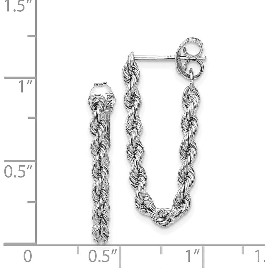 【並行輸入品】14K ホワイトゴールド ロープチェーン ダングルイヤリング ドロップ ファインジュエリー 女性へのギフトに  ホワイトゴールド クリスの画像