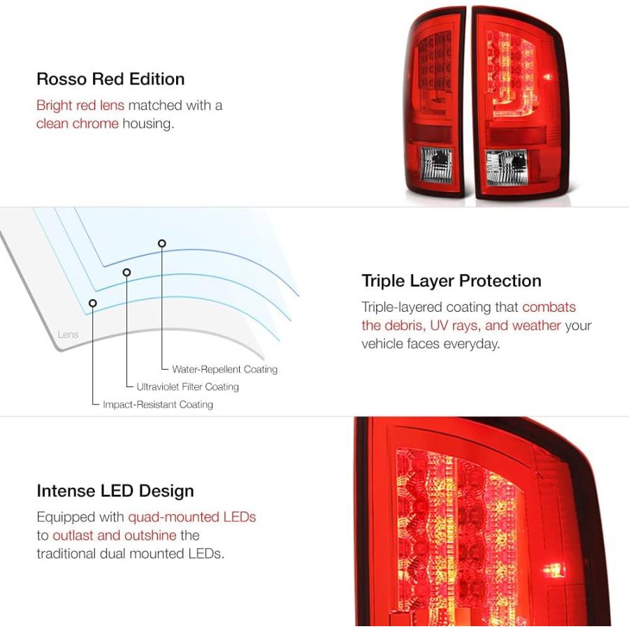 【並行輸入品】VIPMOTOZ プレミアム LED テールライトランプ 2002-2006 Dodge RAM 1500 2500 3500用 Dri_4