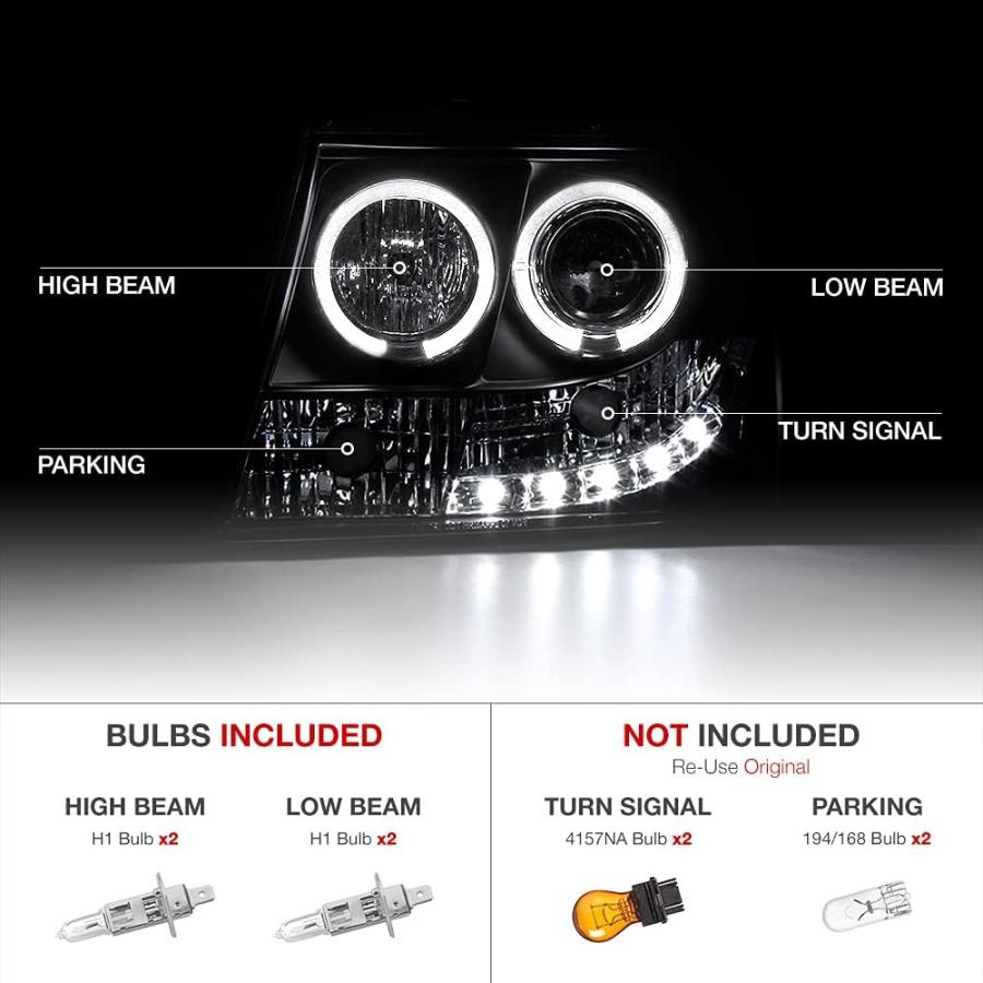 【並行輸入品】[2007-2014 シボレー・アバランチ タホ サバーバン 1500 2500] LED ヘイロー リング クローム スモーク プロジの画像