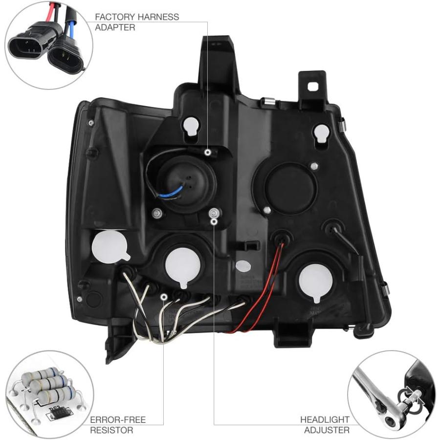 【並行輸入品】[2007-2014 シボレー・アバランチ タホ サバーバン 1500 2500] LED ヘイロー リング クローム スモーク プロジの画像
