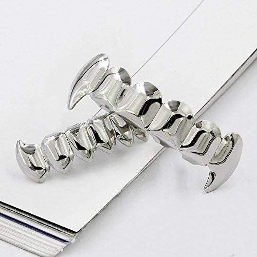【並行輸入品】JINAO 18Kゴールドシルバーメッキ ヒップホップ 吸血鬼の牙 トップボトムティースグリルズセット 男女兼用　