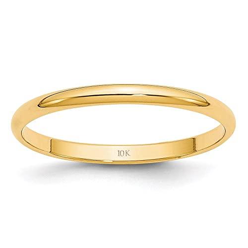 【並行輸入品】レディース 10K イエローゴールド 2mm クラシックフィット プレーン結婚指輪 Amanda Rose Collectionの画像