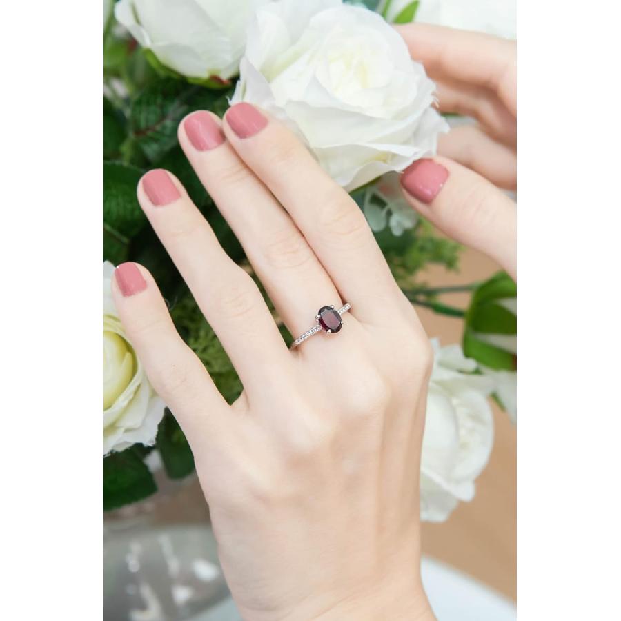 【並行輸入品】GemStar USA スターリングシルバー ガーネットとホワイトトパーズ オーバルクラウンリング　_5