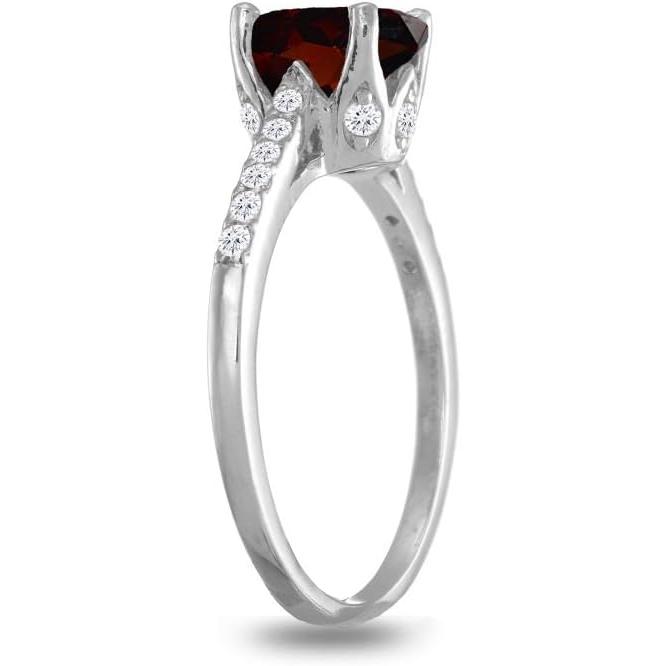 【並行輸入品】GemStar USA スターリングシルバー ガーネットとホワイトトパーズ オーバルクラウンリング　_7