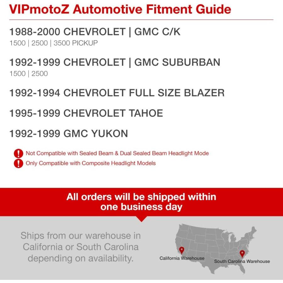【並行輸入品】VIPMOTOZ 1988-2002 シボレーGMC C/K 1500 2500 3500 ピックアップサバーバンヘッドライト Drivの画像