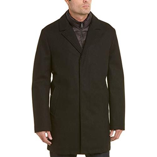 【並行輸入品】Cole Haan メンズ 撥水ウール トッパージャケット よだれかけ付き US サイズ: Large カラー: ブラック Colの画像