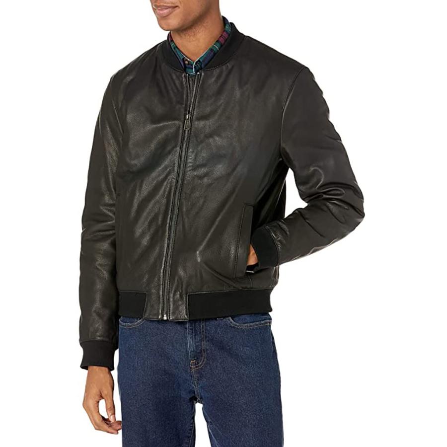 【並行輸入品】Cole Haan OUTERWEAR メンズ カラー: ブラック Cole Haan Men's Leather Quiltedの画像