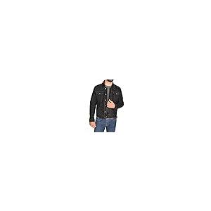 【並行輸入品】Mens Real Soft Goat Suede BLACK Jacket Trucker Western Denim Sliの画像