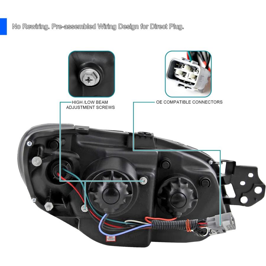 並行輸入品】Spec-D Tuning ブラックヘッドライト + R8 LEDランプ 2006