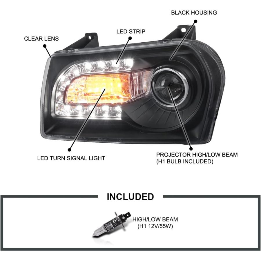 【並行輸入品】Spec-D Tuning LHP-30005JM-V2-TM ブラック プロジェクター ヘッドライト (ハウジング)の画像